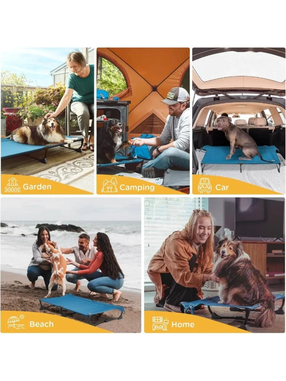 Elevated Dog Bed for Large Pets, Portable Cooling Cot with Non-Slip Feet, 43